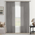 Grey Linen Pinch Pleat Curtains 84 in - Textured Semi Sheer Drapes