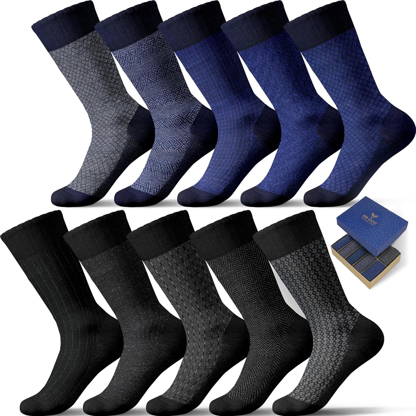 Mens Dress Socks - Premium Bamboo Rayon Patterned Socks