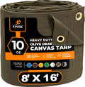 Xpose Safety Canvas Tarp 8ft x 16ft - Heavy Duty Olive Drab