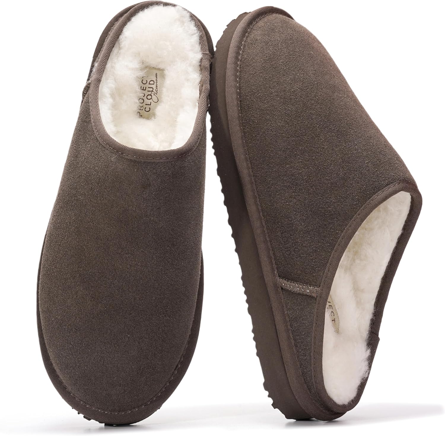 Project Cloud Mens Slippers with Genuine Leather & Shearling