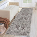 KUTA Runners for Hallways 2x6 Tan Grey Vintage Floral Design