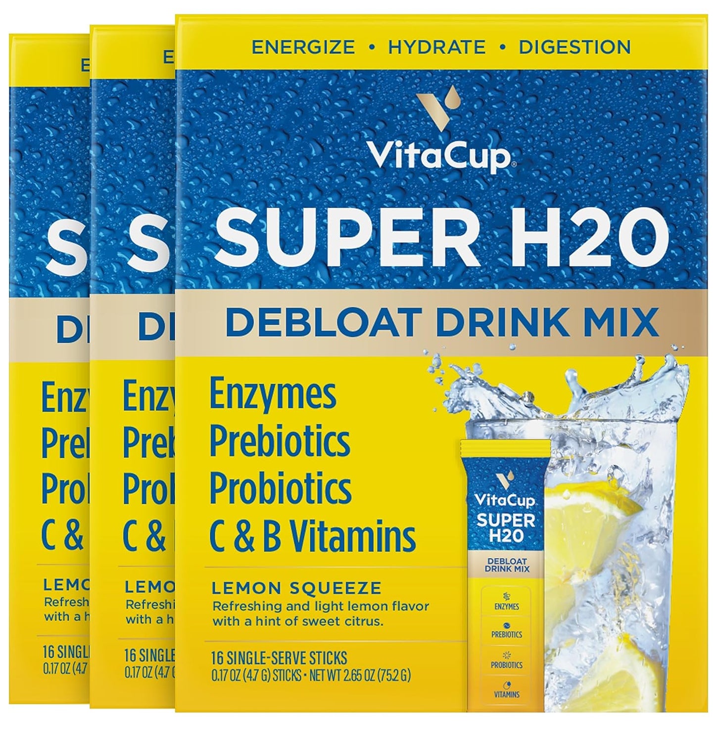 VitaCup Super H2O Drink Mix for Bloating Relief and Digestion
