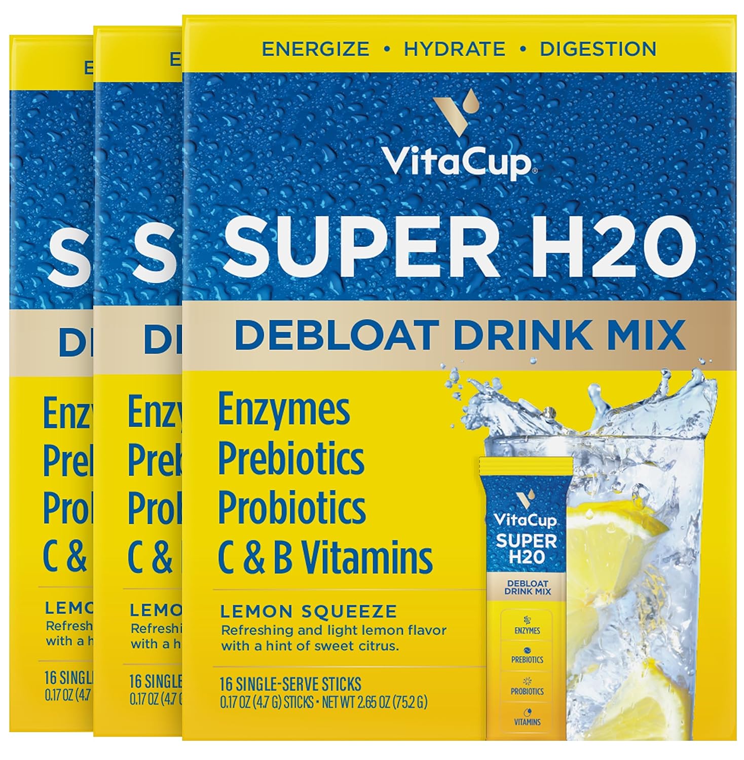 VitaCup Super H2O Drink Mix for Bloating Relief and Digestion