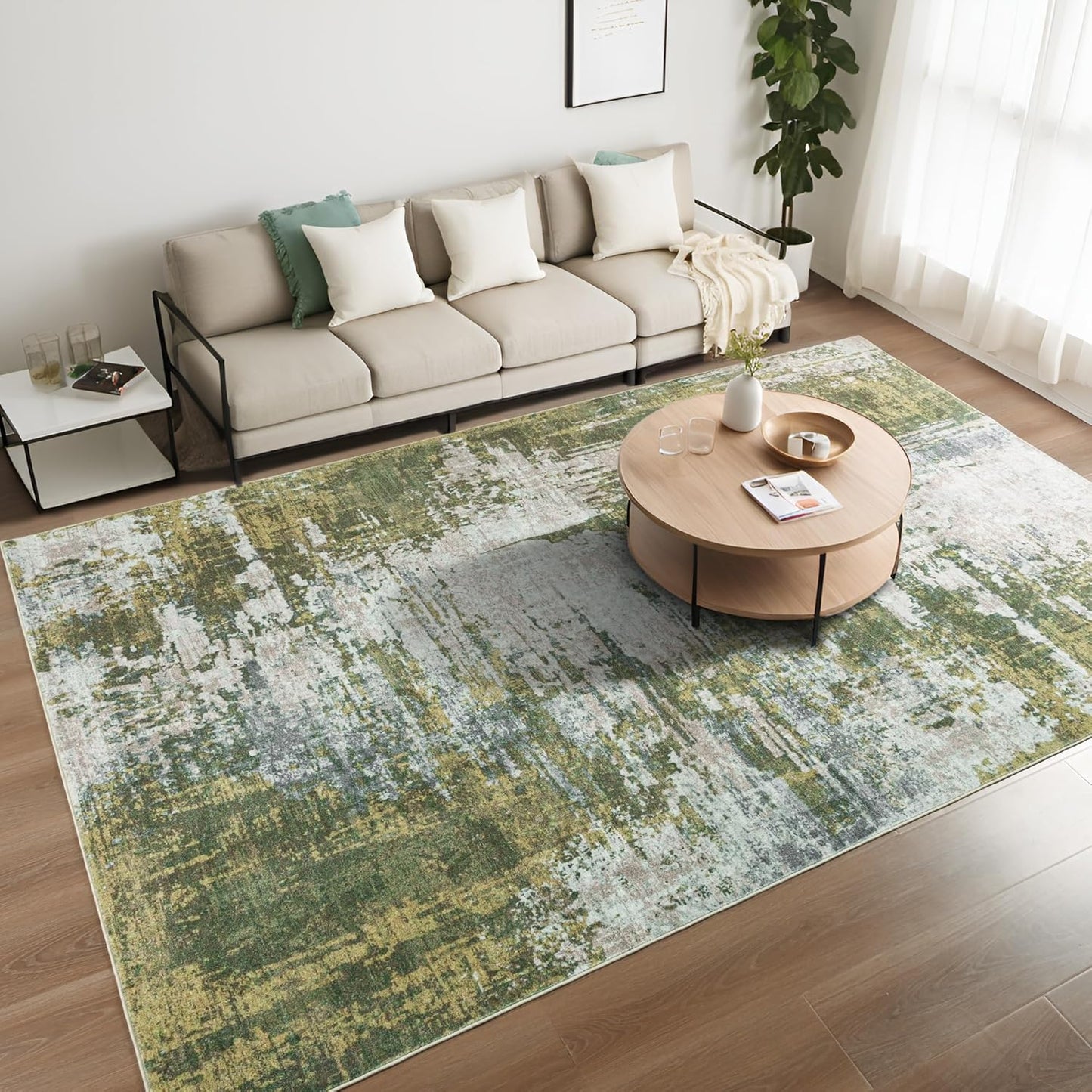 Merelax 6x9 Green Area Rug for Living Room and Bedroom Decor
