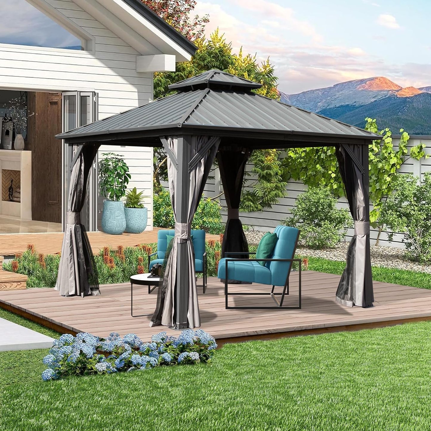 Domi 8ft x 8ft Hardtop Gazebo for Outdoor Dining and Parties