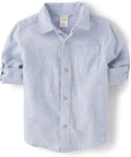 Girls Long Sleeve Linen Button Up Shirt - Striped Spring Style