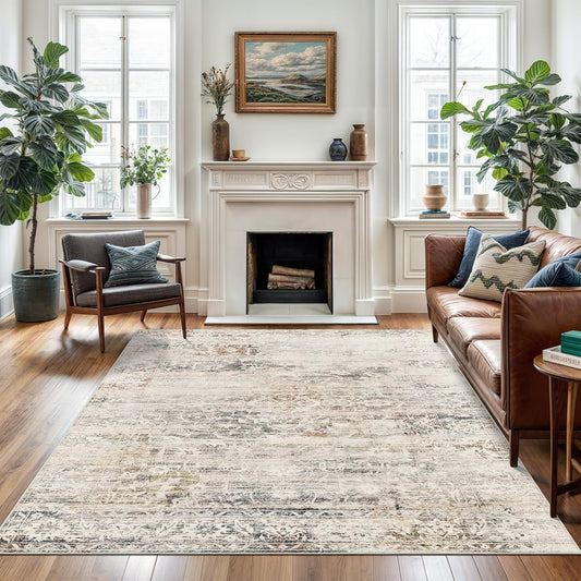 8x10 Area Rugs for Living Room with Vintage Floral Design