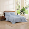 Twin XL Cotton Percale Sheet Set Williamstown Stripe Blue - Cooling