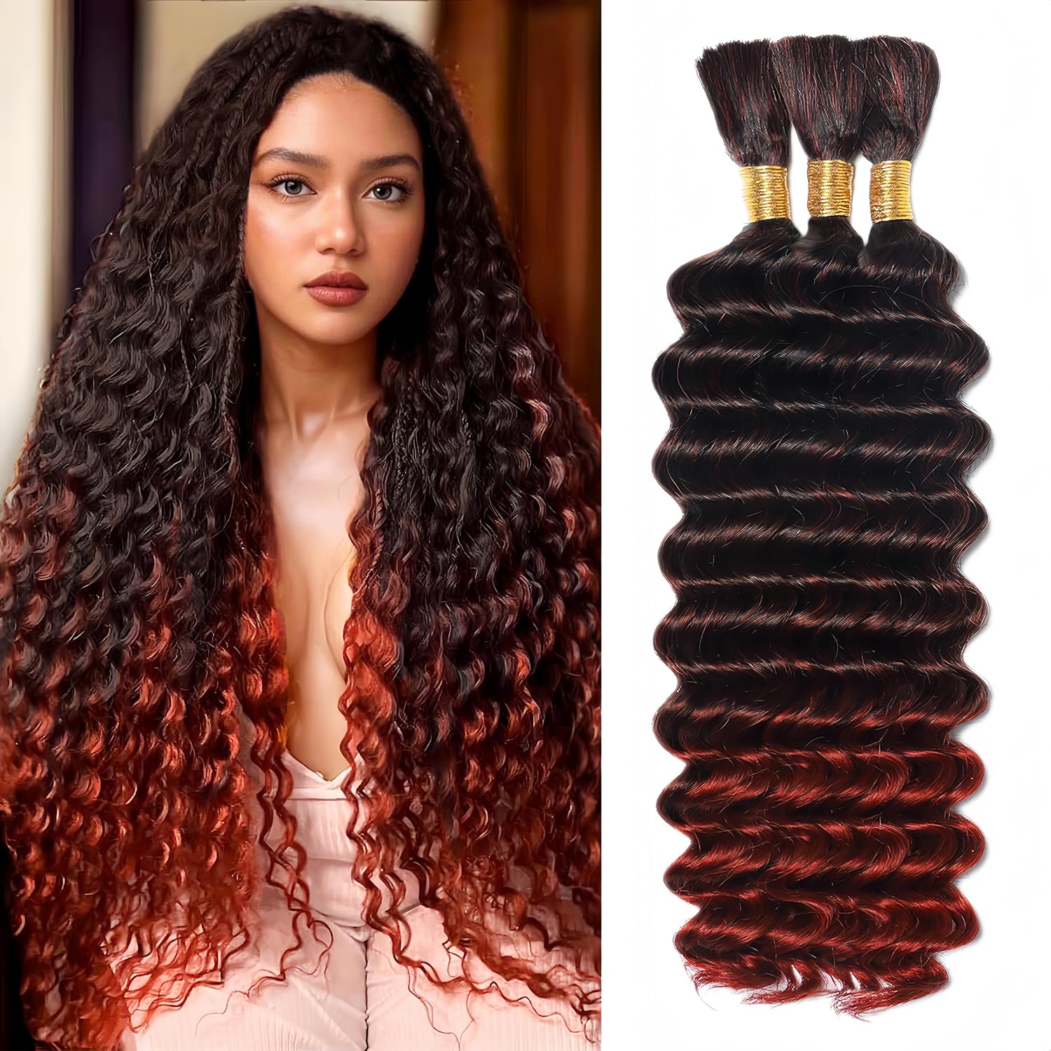 Ombre Human Braiding Hair for Boho Braids 20 Inch Deep Wave