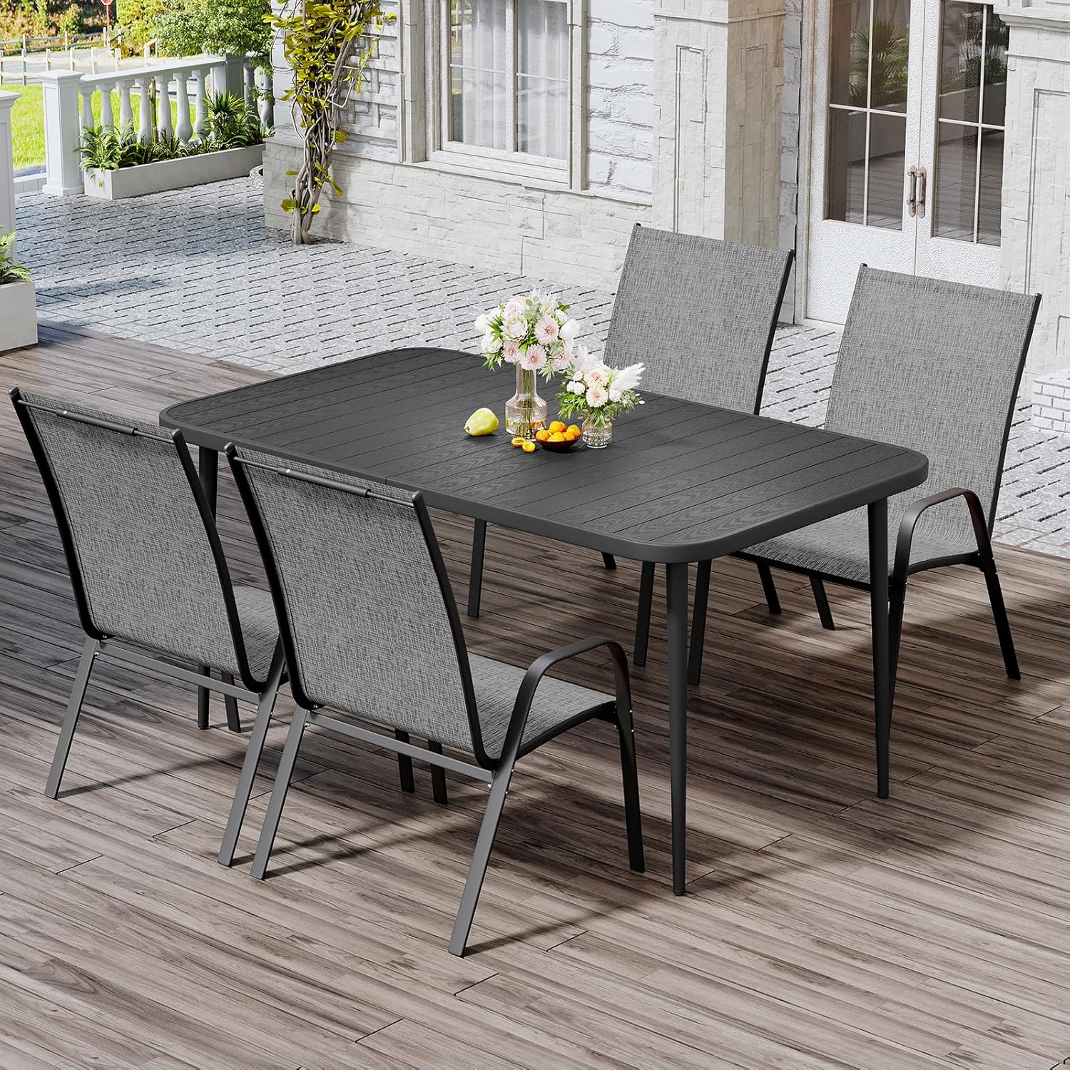 JEAREY 5-Piece Patio Dining Table Set for Outdoor Comfort