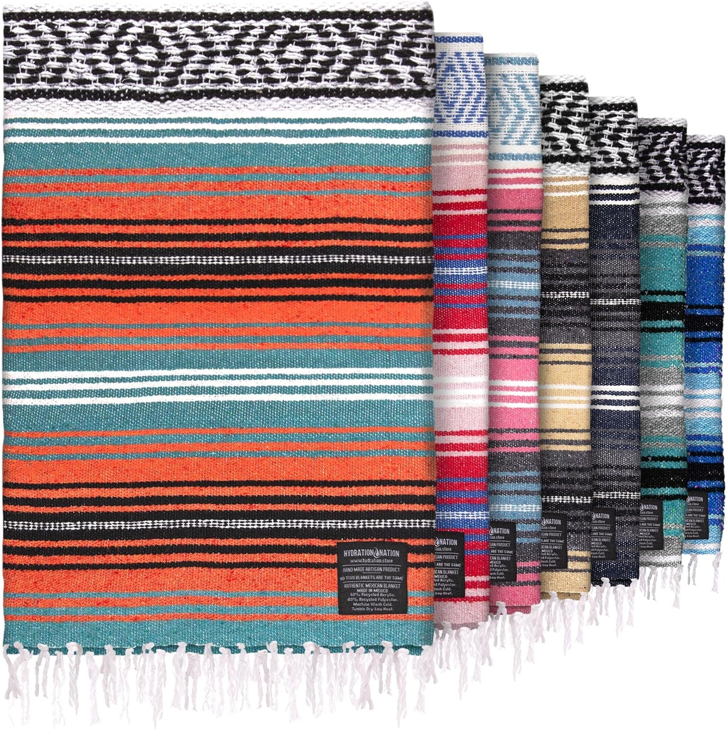 Handwoven Mexican Blanket - Soft, Durable, Versatile - 70x50 - Mandarin