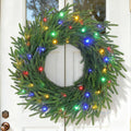 24 Inch Norfolk Pine Wreath with Lights - Pre-Lit Battery Wreath