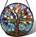 Stained Glass Window Hanging Colorful Tree of Life Suncatcher