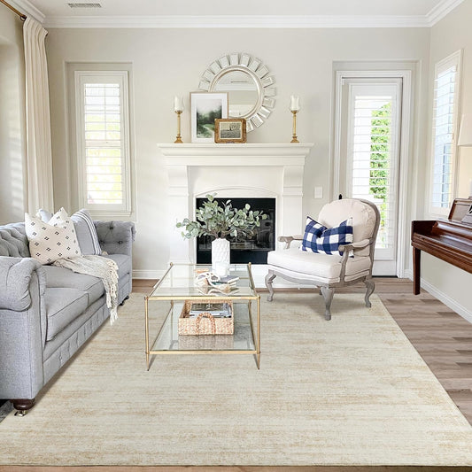 5x8 Area Rugs for Living Room, Modern Abstract Design in Tan