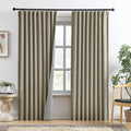 Blackout Linen Blend Curtains 84 in Long 2 Panels - Light Taupe