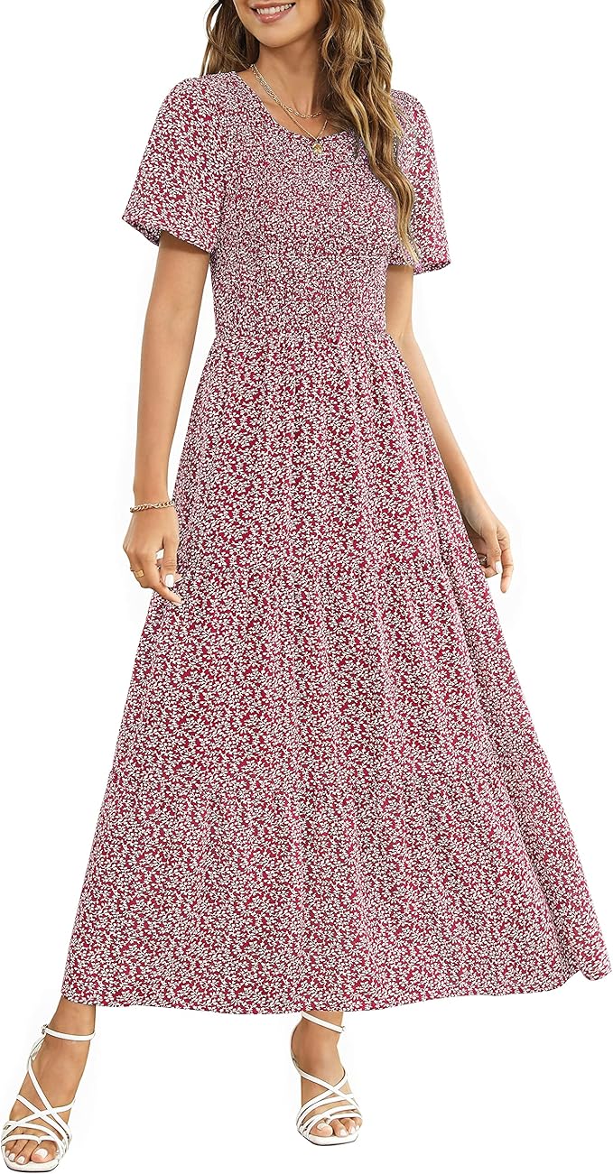 Maggeer Women's 2023 Summer Casual Short Sleeve Maxi Dress