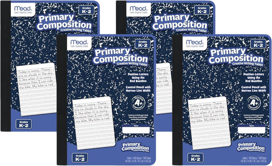 Mead Wide Ruled Composition Notebook 4-Pack for Grades K-2