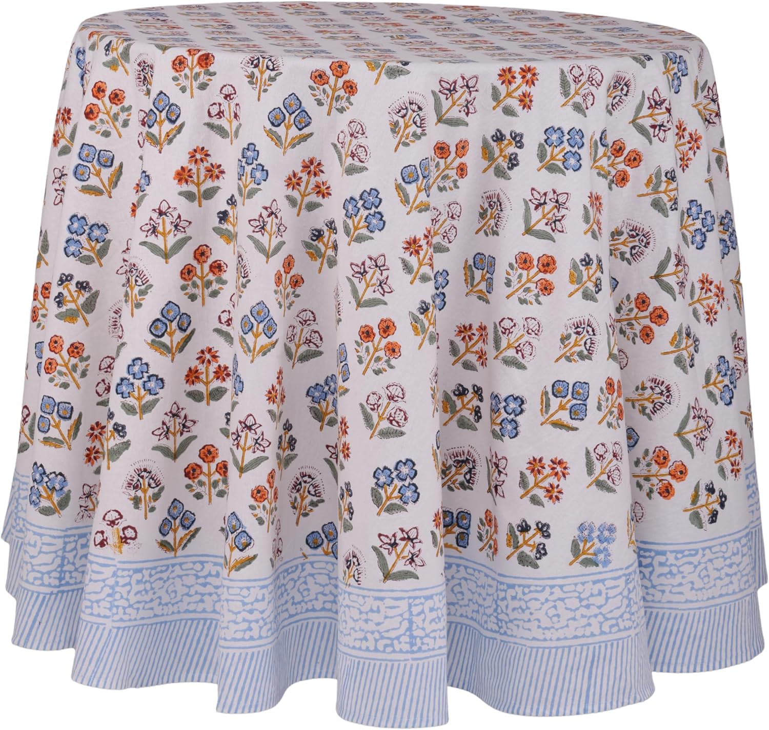 Flora Bloom 100% Cotton Round Tablecloth for Elegant Dining