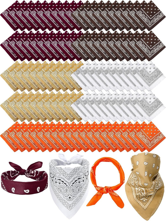 100 Pieces Paisley Bandanas for Parties and Costumes