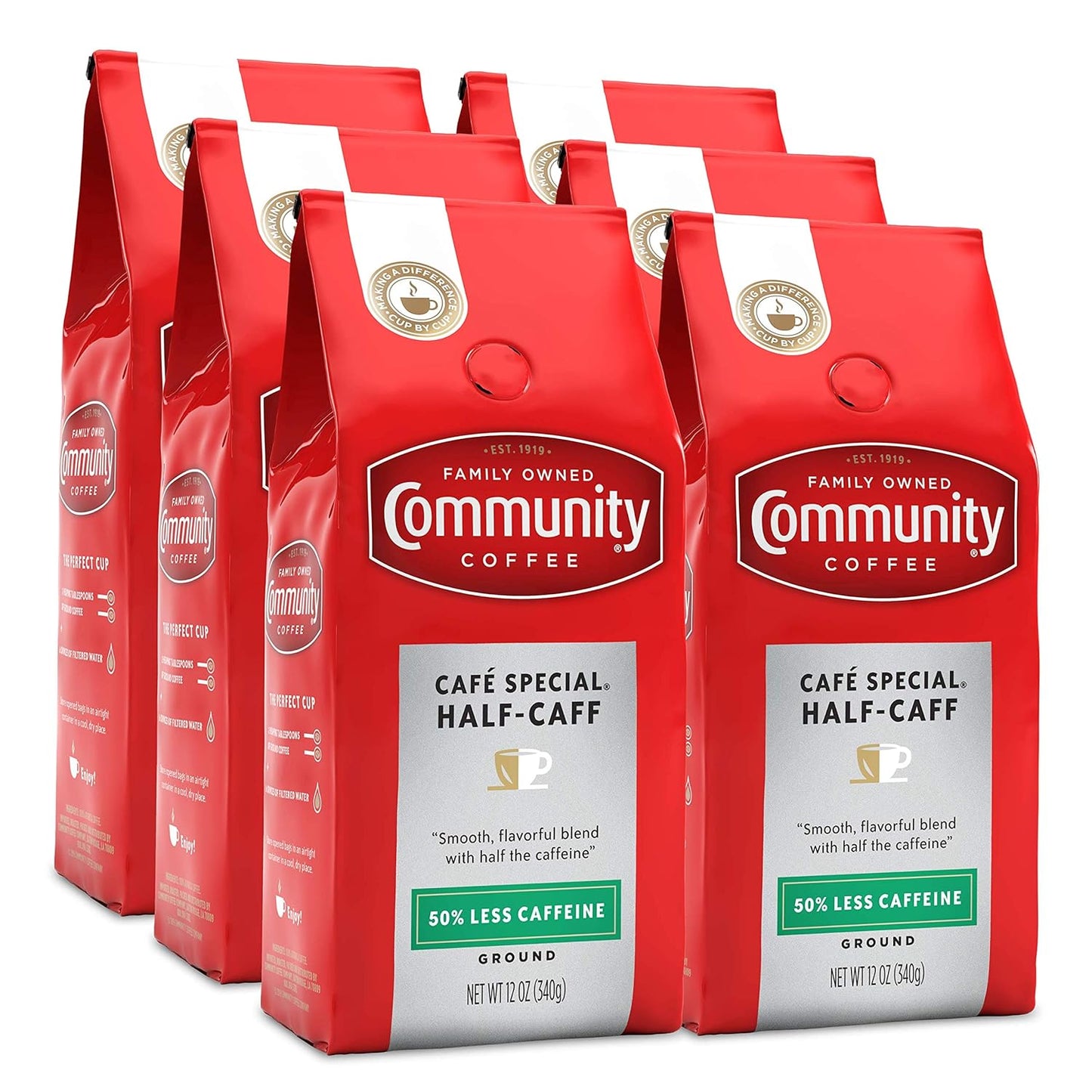 Community Coffee Half-Caff Ground Coffee for Smooth Flavor