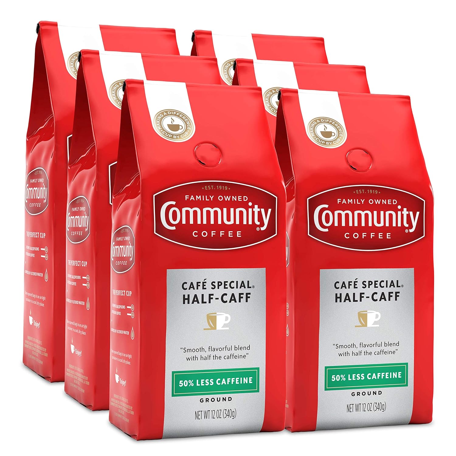 Community Coffee Half-Caff Ground Coffee for Smooth Flavor