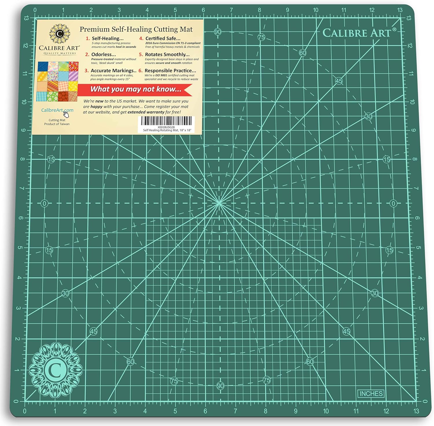 Rotating Self Healing Cutting Mat 14x14 for Quilting & Art