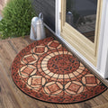 Front Door Mat Outdoor Half Circle Rug 21in x 33in - Heavy Duty Rust