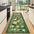 DUKINO Runner Rug 2x10 - Washable Non-Slip Low Pile Floral Runner