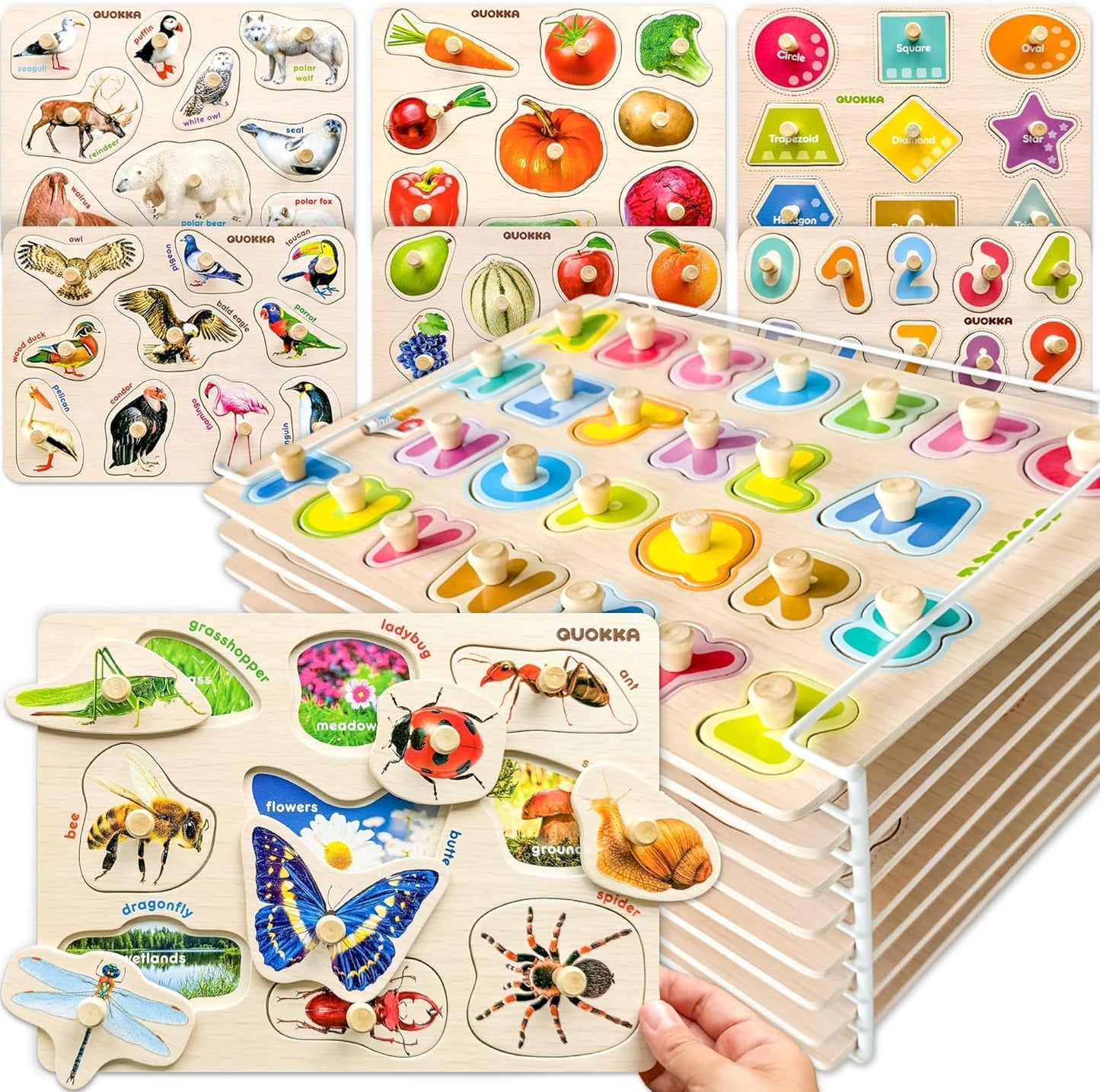 QUOKKA Wooden Puzzles for Toddlers - Fun Learning Toys