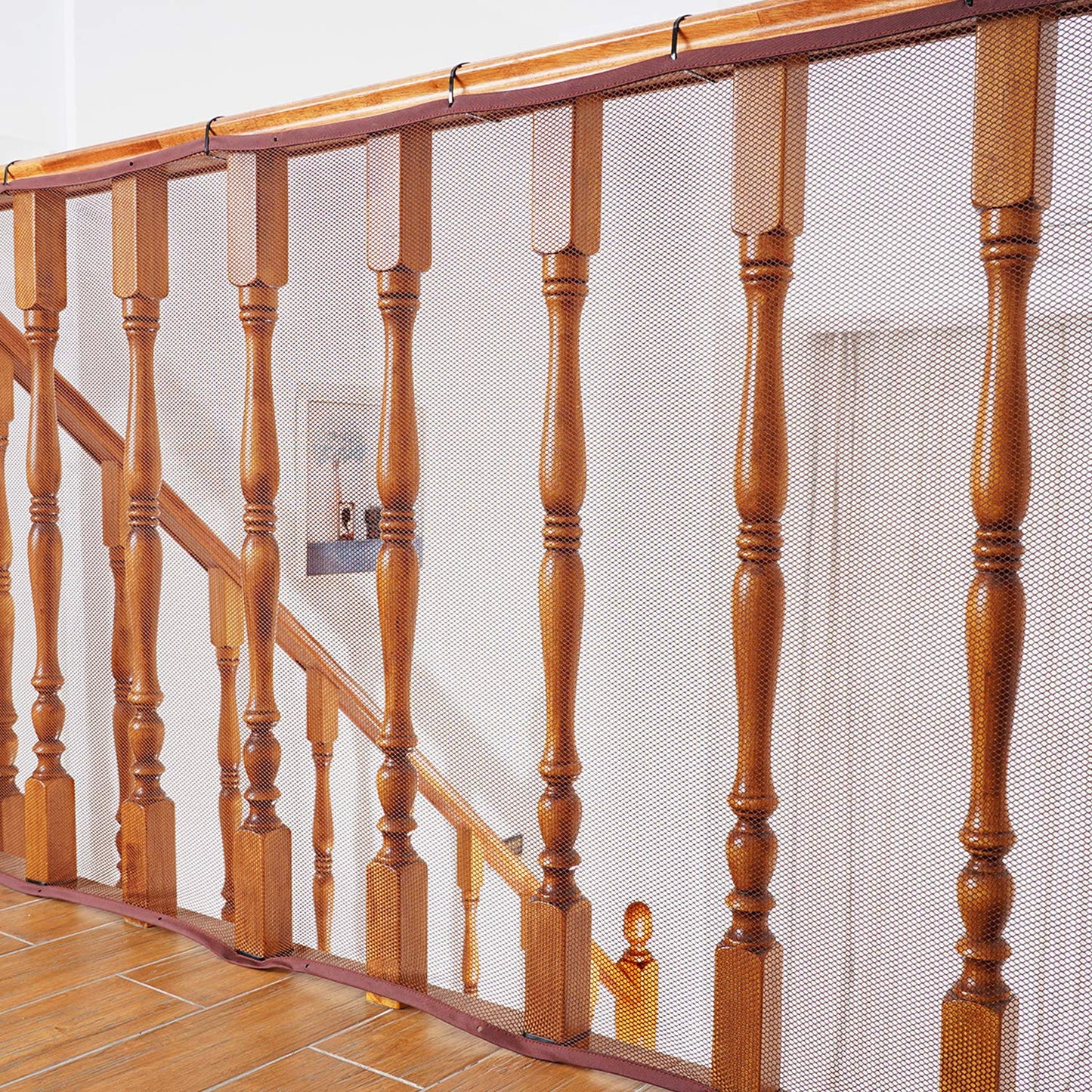 Child Safety Net - 15ft x 3ft Banister Guard for Baby - Dark Brown