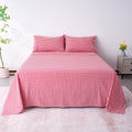 Cotton Checkered Twin Sheets Set 3 Piece - Breathable Red Gingham