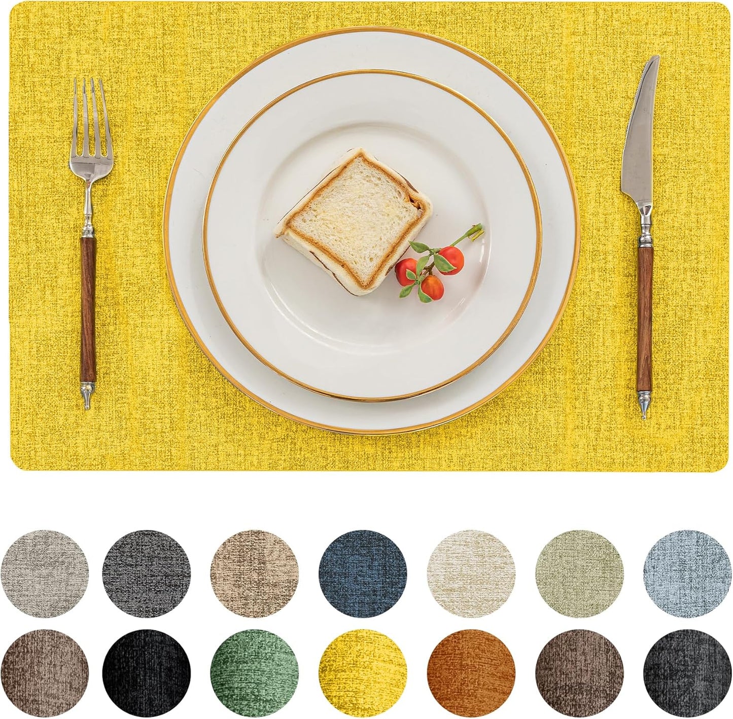 Romanstile Vinyl Placemats Set of 8 - Heat Resistant & Waterproof