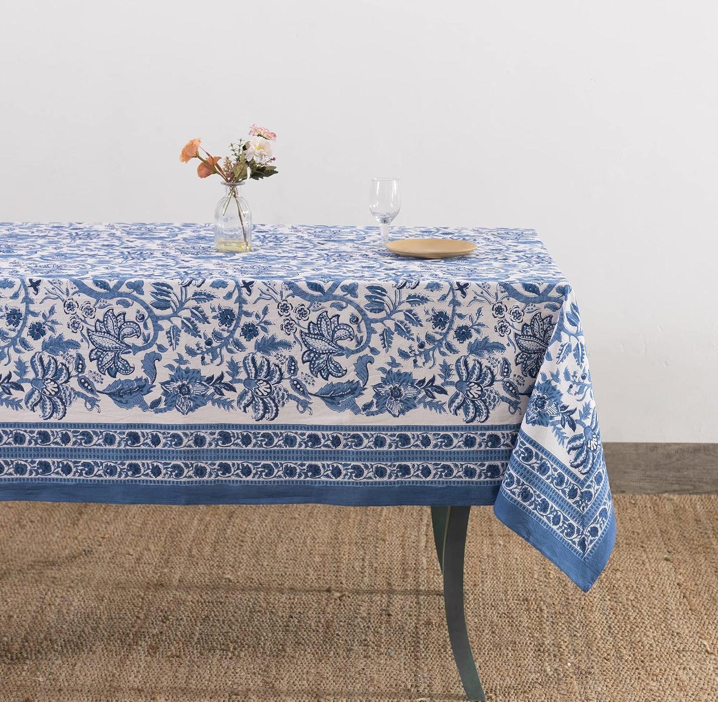 Labhanshi Indian Block Print Table Cloth for 6-Seater Dining