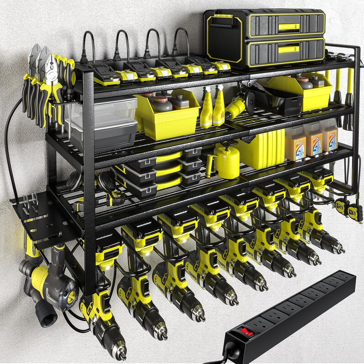 KAFAHOM Garage Power Tool Organizer: Drill Holder + Charging Station