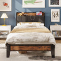 Twin XL Bed Frame with Storage Headboard - Sturdy, Charging Station