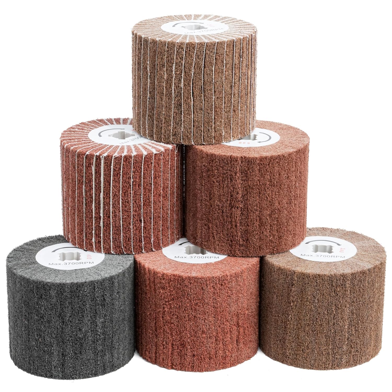 6 Pcs Non-Woven Wire Drawing Flap Wheel for Polishing Needs