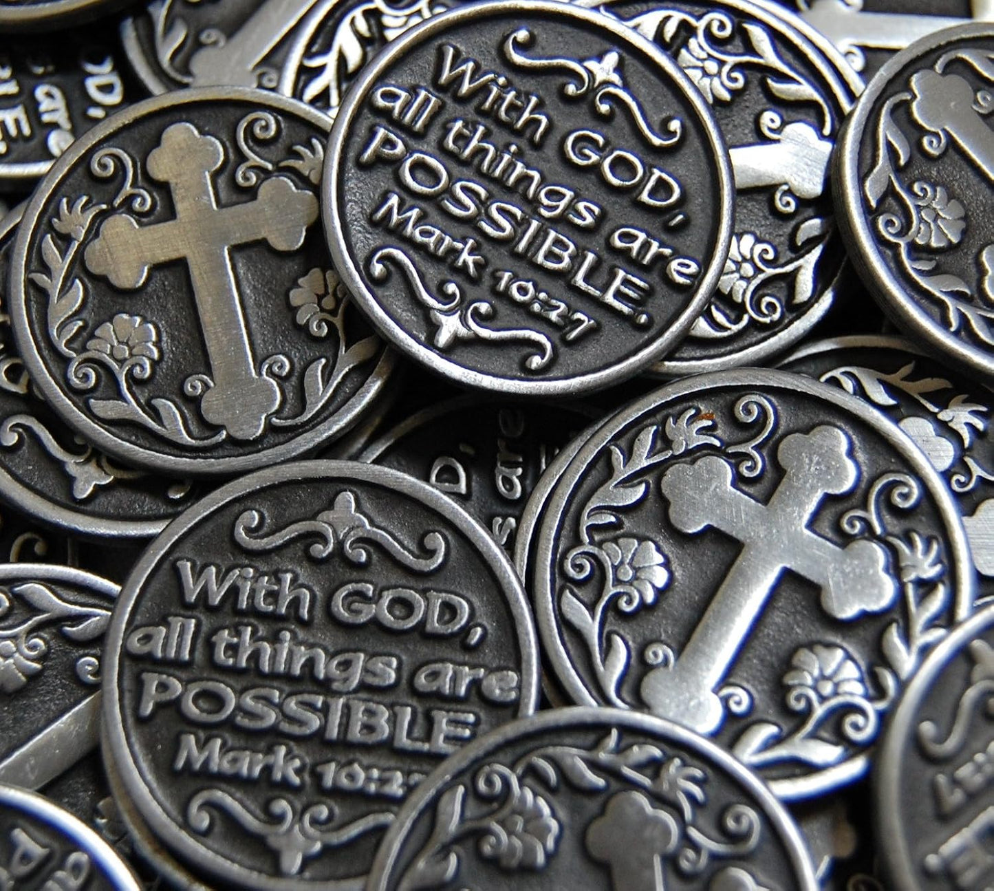 Set of 25 With God All Things Are Possible Pocket Tokens