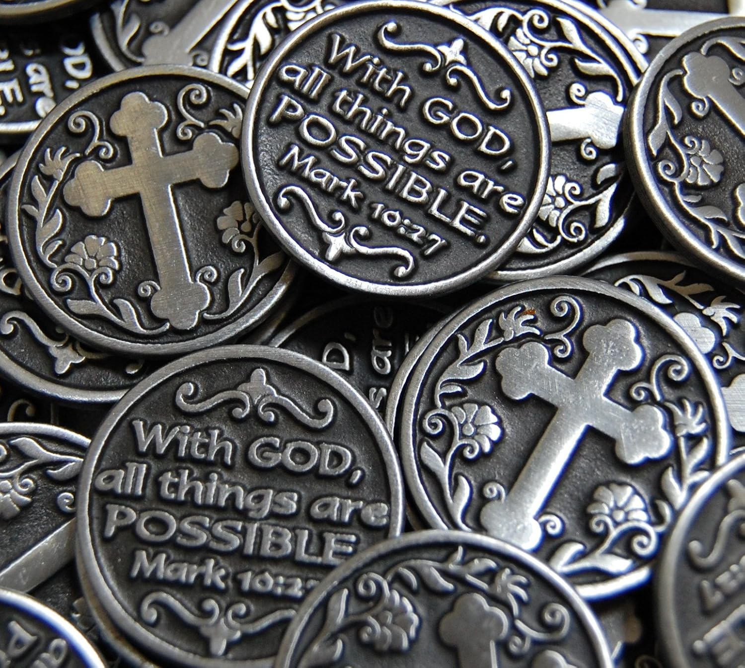 Set of 25 With God All Things Are Possible Pocket Tokens
