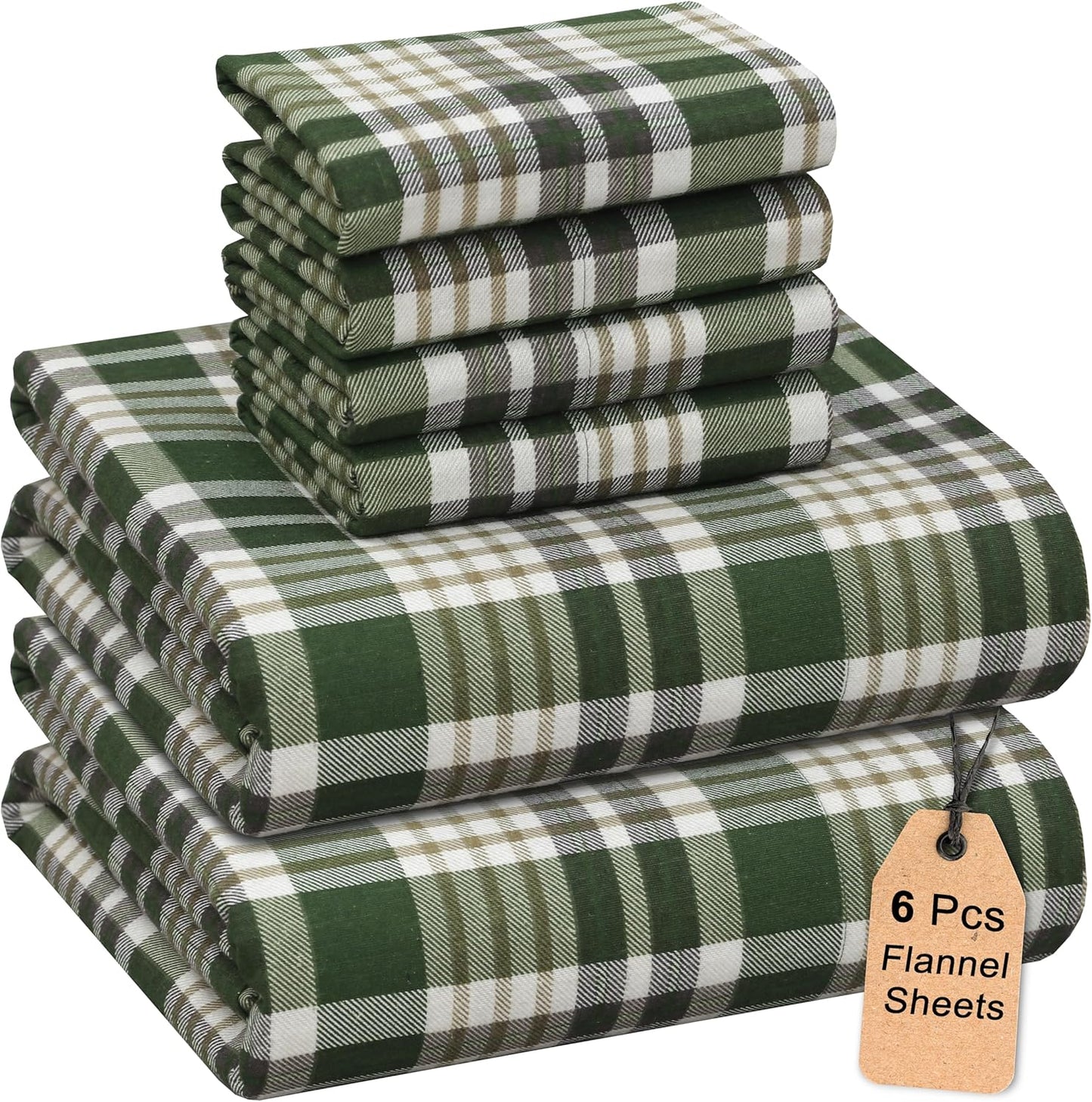 RUVANTI Flannel Sheets Full Size Set - 100% Cotton Comfort