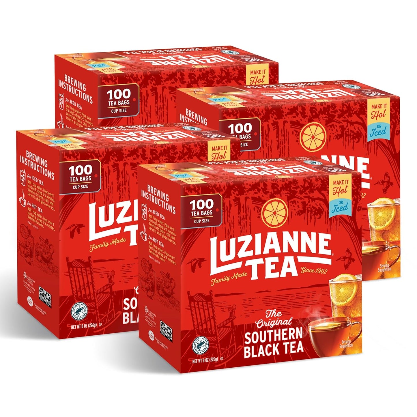 Luzianne Unsweetened Iced Tea Bags for Refreshing Home Brewed Tea