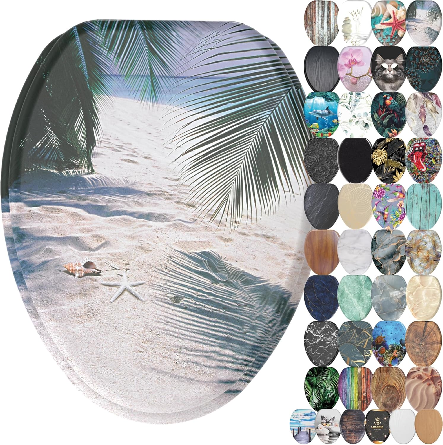 SANILO Wooden Toilet Seat with Soft Close - Beach Design
