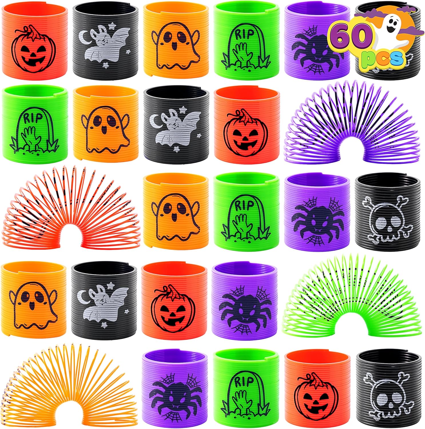 60 PCS Halloween Mini Magic Springs Toys for Kids' Fun