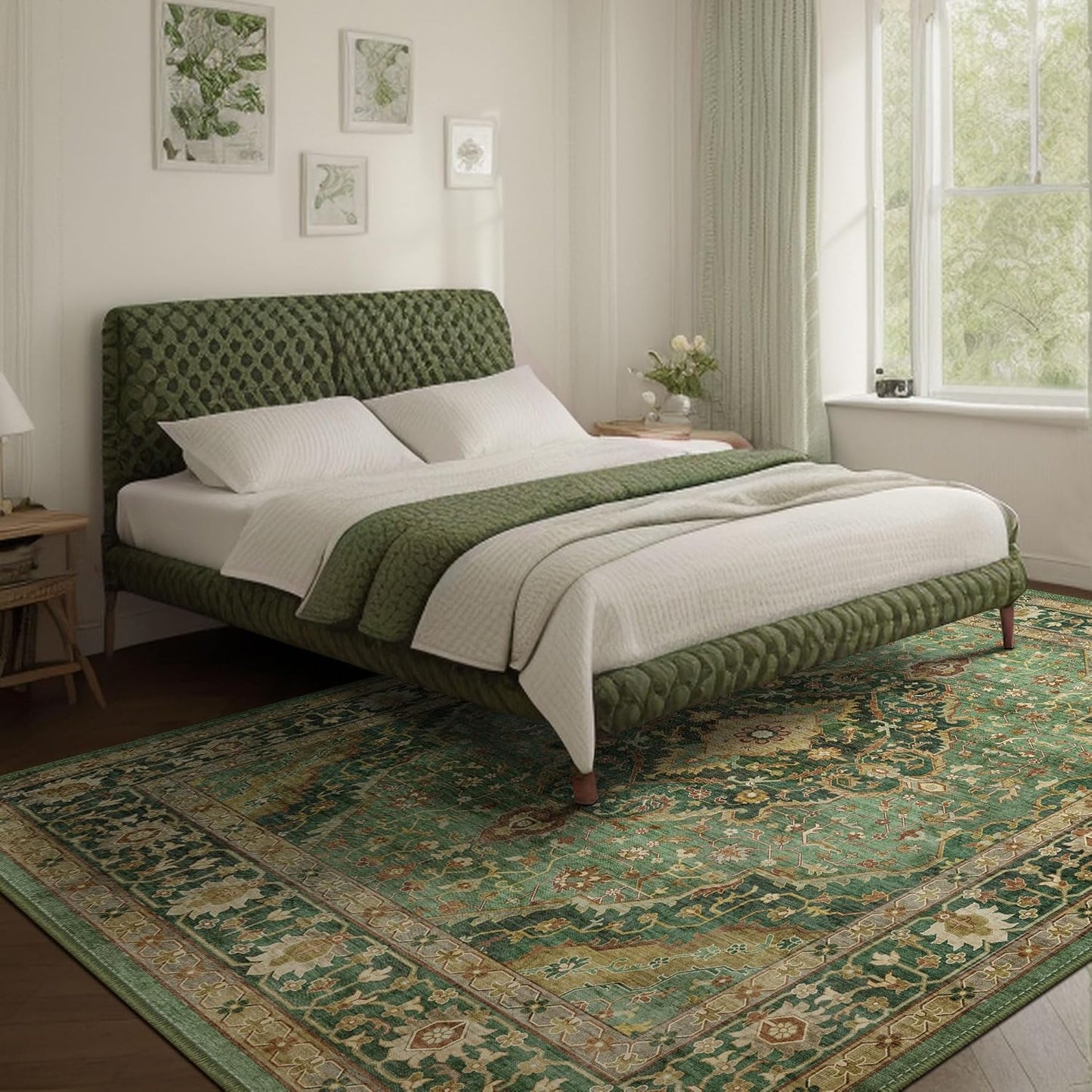 Deerly Green Rug 8x10 Area Rug for Living Room and Bedroom