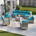 12-Piece Patio Furniture Set with Swivel Chairs - Modular Lake Blue