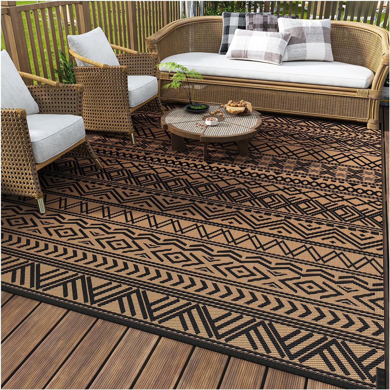 MontVoo Outdoor Rug Carpet Waterproof 5x8 ft for Patio Decor