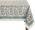 Clover Blue 100% Cotton Rectangle Tablecloth 72 x 120 in - Handblock