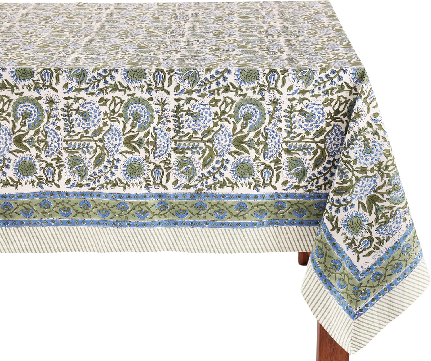 Clover Blue 100% Cotton Tablecloth for Dining and Events