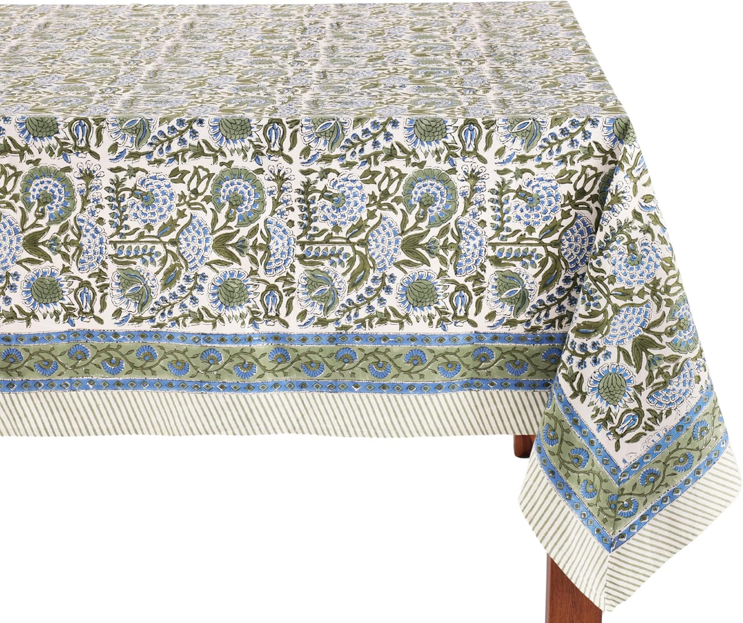 Clover Blue 100% Cotton Square Tablecloth for Fall Decor