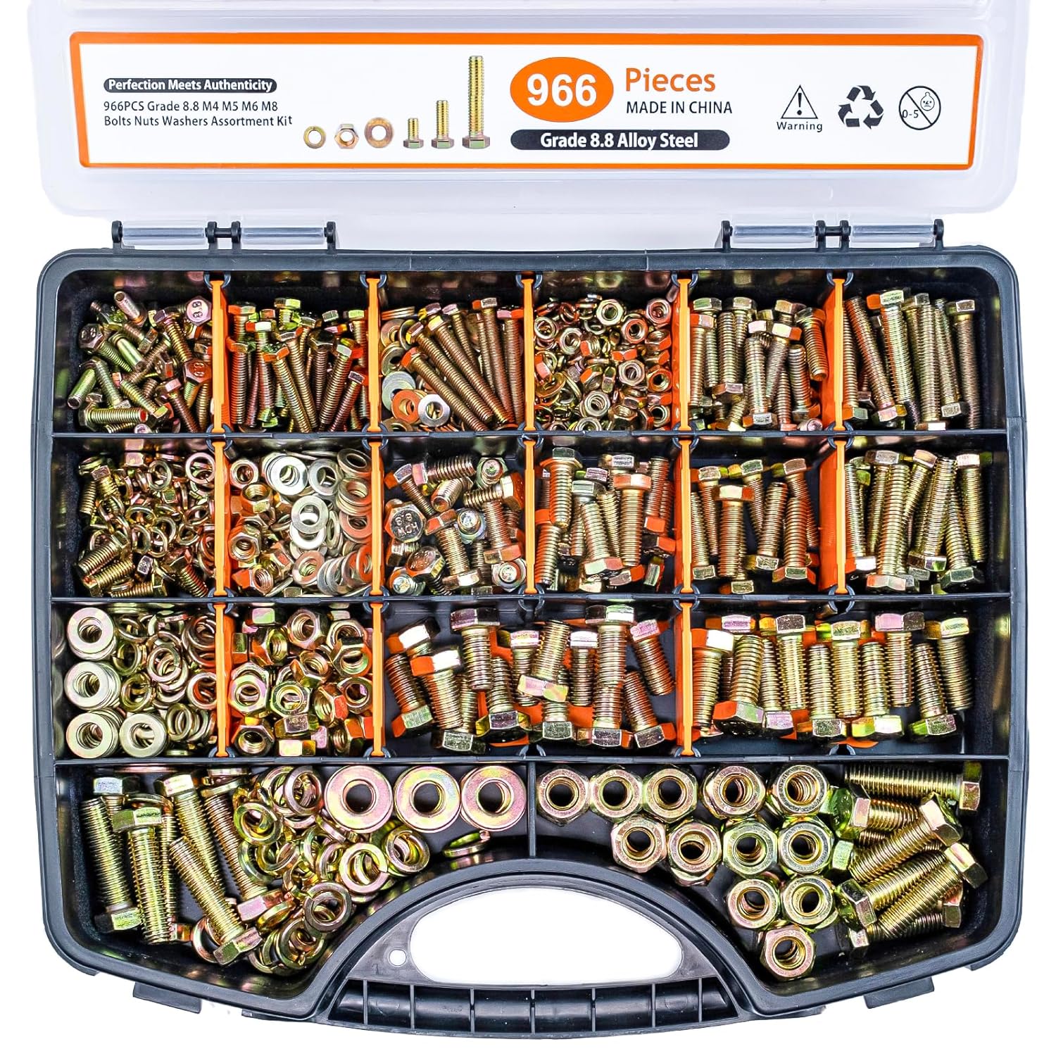 966PCS Metric Bolts and Nuts Assortment Kit for DIY Projects