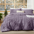 King Size Grayish Purple Tufted Boho Comforter Set - Soft Jacquard
